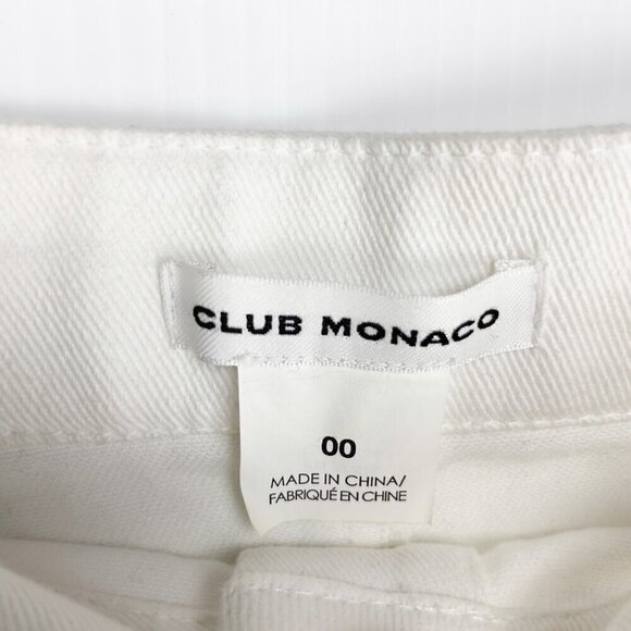 CLUB MONACO Vidya Denim Feminine White Floral Hem Retro-buttons Skirt Size 00 - Picture 7 of 8